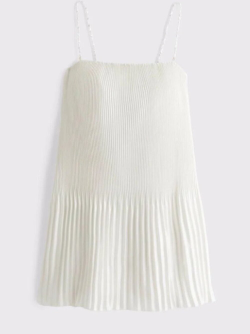 A&F Giselle Pleat White Pearl Strap Mini Dress Square Neck Adjustable - Picture 2 of 7